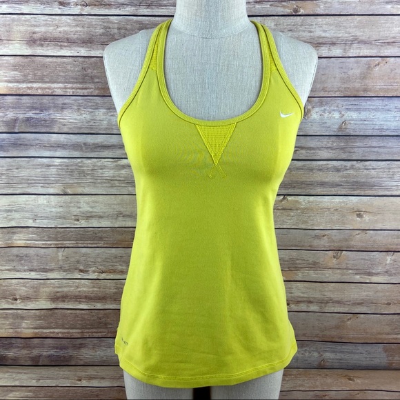 Nike Tops Nike Dri Fit Racer Back Workout Yellow Tank Top Poshmark